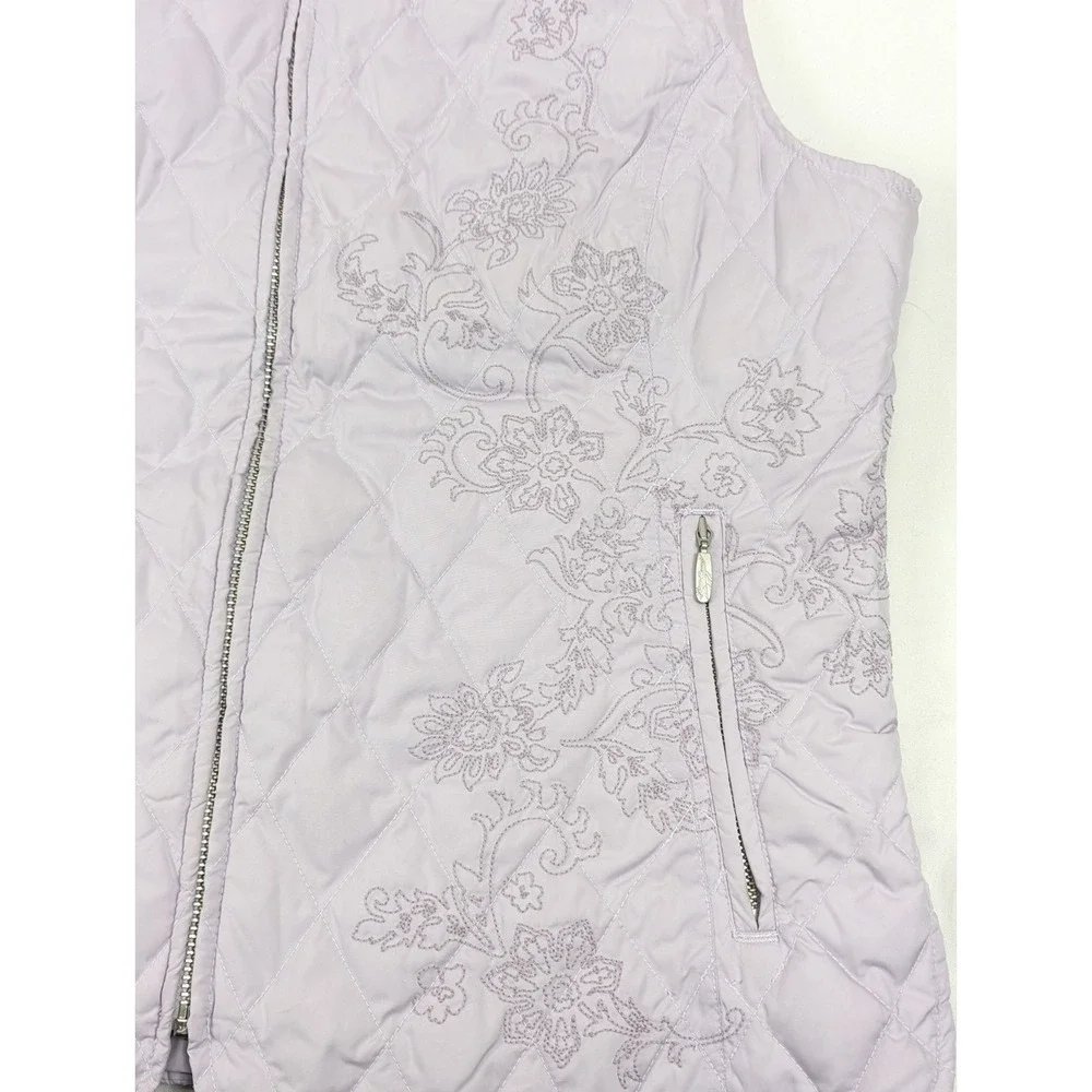 Eddie Bauer Vest Womens Medium Purple Premium Goose Down Quilted Puffer Full Zip - Picture 4 of 12